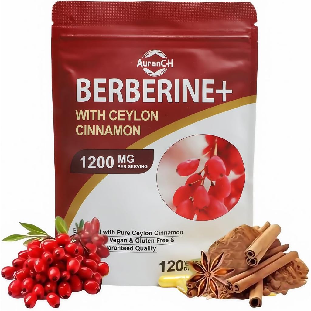 Berberine HCL plement Berberine 1200mg เสิร์ฟ HCL 120 แคปซูล - Metabol port Plus Pure True Ceylon Ci