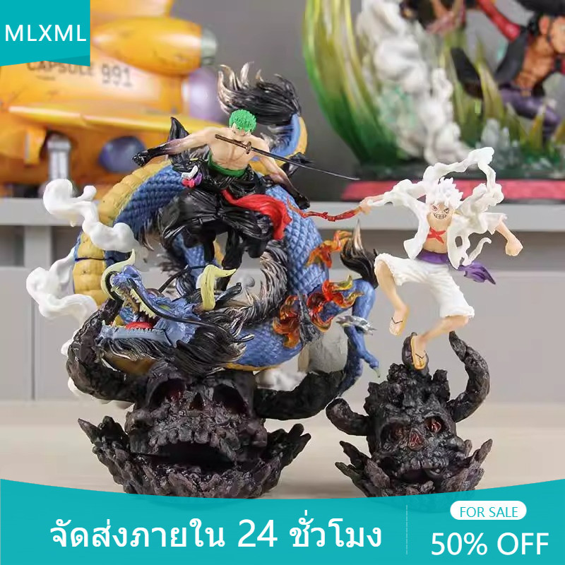 2PCS 23 ซม.Roronoa Luffy Zoro Kaidou ONE PIECE คอสเพลย์ Asura Purgatory Luffy Action Figure รุ่น Q ตุ๊กตาของขวัญเด็กตกแต่งรถเครื่องประดับของเล่นคอลเลกชันตกแต่งบ้าน Sculptu