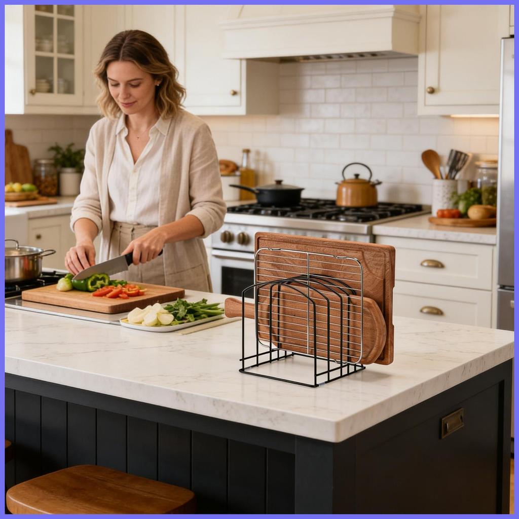 เขียงผู้ถือ 5-Slot เคาน์เตอร์ถาดอบ Organizer Rack เขียงผู้ถือ Rack สําหรับห้องครัว hontin2ph