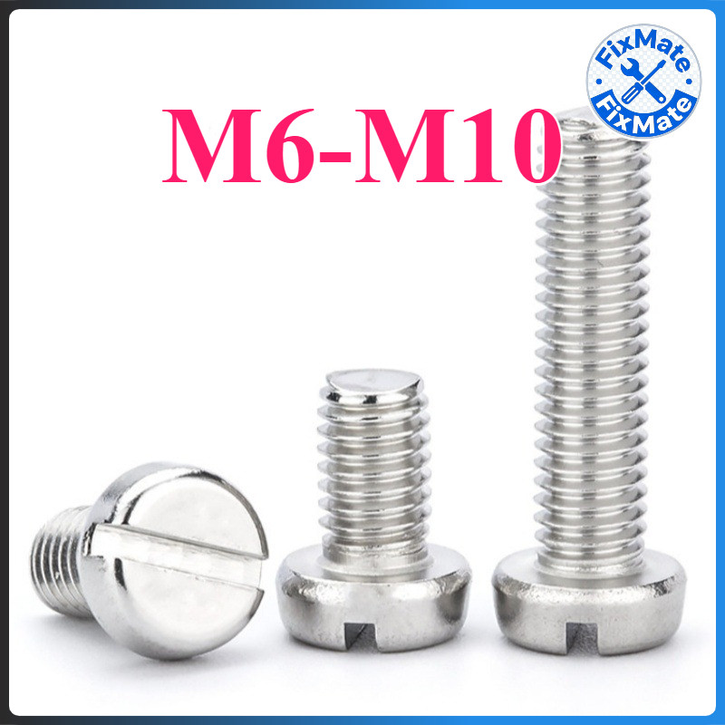 304 สแตนเลส one-slot สกรูหัวทรงกระบอก GB65 สกรู slotted หัวกลม bolt M6M8/M10MIKI