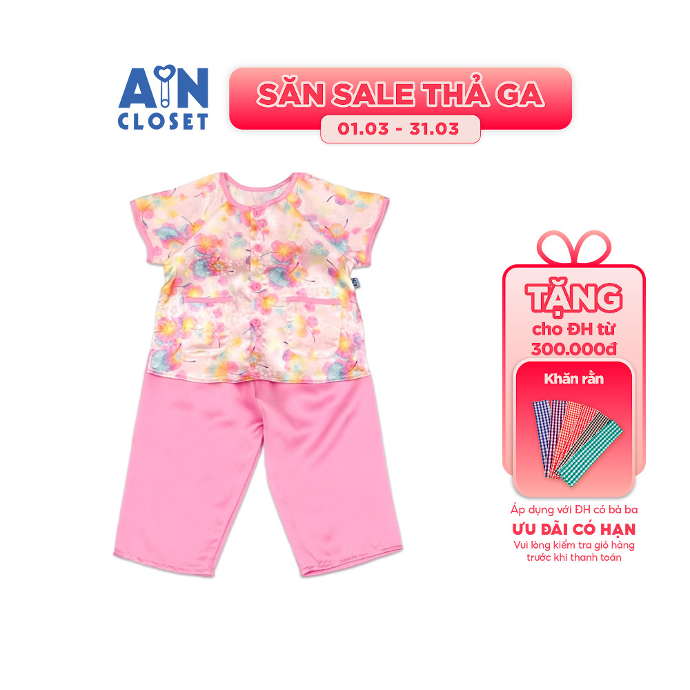 ชุดแขนยาวแขนสั้นเด็กผู้หญิง Ba Ba Ba ลาย Pink Silk Pansy Flower - AICDBGJECA49 - AIN Closet