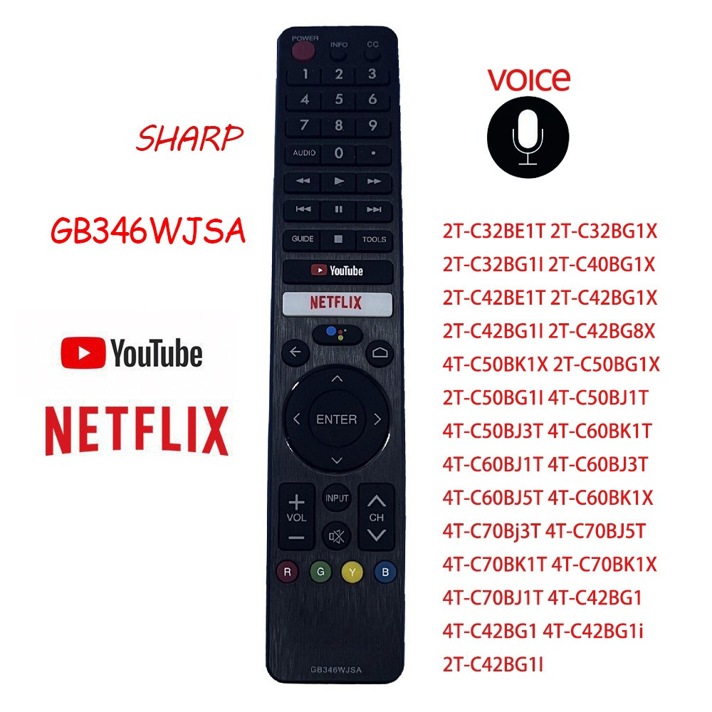 ของแท้ คำสั่งเสียง remote รีโมททีวี SHARP LCD Smart Android TV รีโมท  GB346WJSA GB326WJSA GB326WJNA 