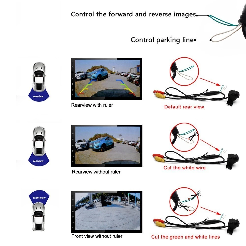 กล้องมองหลังรถยนต์ AHD CVBS 1080P Full HD กล้องสํารอง 170° มุมกว้าง Night Vision เลนส์ Fisheye กล้องถอยหลังรถยนต์ thumbnail 5