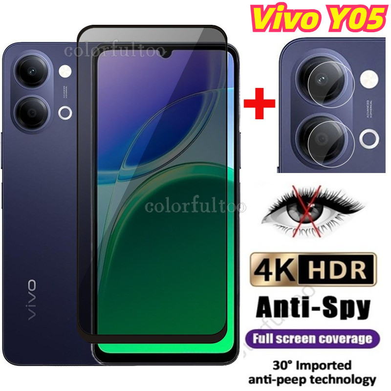 VIVOY05 2026 2in1 ความเป็นส่วนตัวกระจกนิรภัยสําหรับ VIVO Y05 VIVOY05s Y05 S Y11d Y 05 s Y 11d 4G 5G 