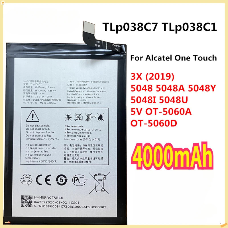 TLp038C1 TLp038C7 แบตเตอรี่สําหรับ Alcatel 3X (2019)2019 5048 5048A 5048Y 5048I 5048U One Touch 5V O