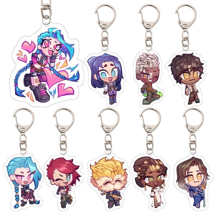 อะคริลิค Arcane Jinx Vi Caitlyn Ekko Viktor พวงกุญแจ Arcane FigurePendant พวงกุญแจ KeychainKeyRing ส