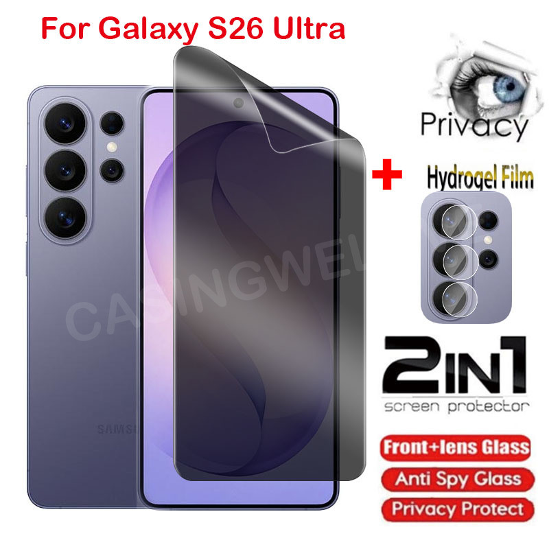 SAMSUNG ป้องกันหน้าจอสําหรับSamsung Galaxy S26 Ultra S24 S25 Plus Ultra + 5G 2026 ความเป็นส่วนตัวHydrogelฟิล์มAnti-Spyคลุมทั้งหมดป้องกันหน้าจอฟิล์มกลับเลนส์ป้องกันฟิล์ม
