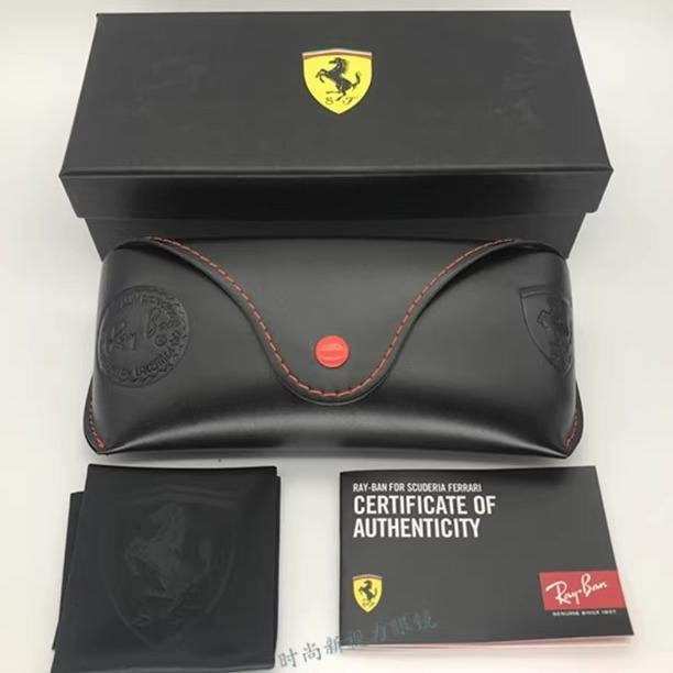 [ แผ่นดินใหญ่ Fast Shipping] กล่องแว่นตากระเป๋า Ray-Ban Ferrari Series แว่นตากันแดดซองหนัง RayBan แว