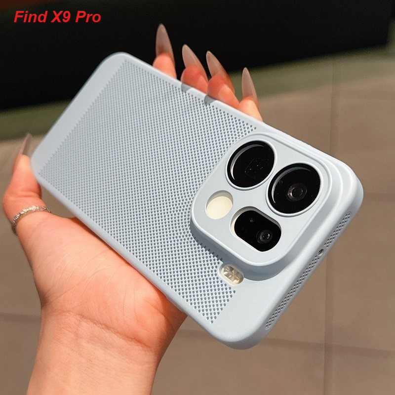ตาข่ายน้ําหนักเบากระจายความร้อนเคสโทรศัพท์สําหรับOPPOค้นหาX9 X8 Pro/Ultra X8S + A5 F29 Pro Realme GT7 ครอบคลุมเต็มรูปแบบสําหรับเลนส์ฟิล์มBreathable PC hard shell – โปรปัง