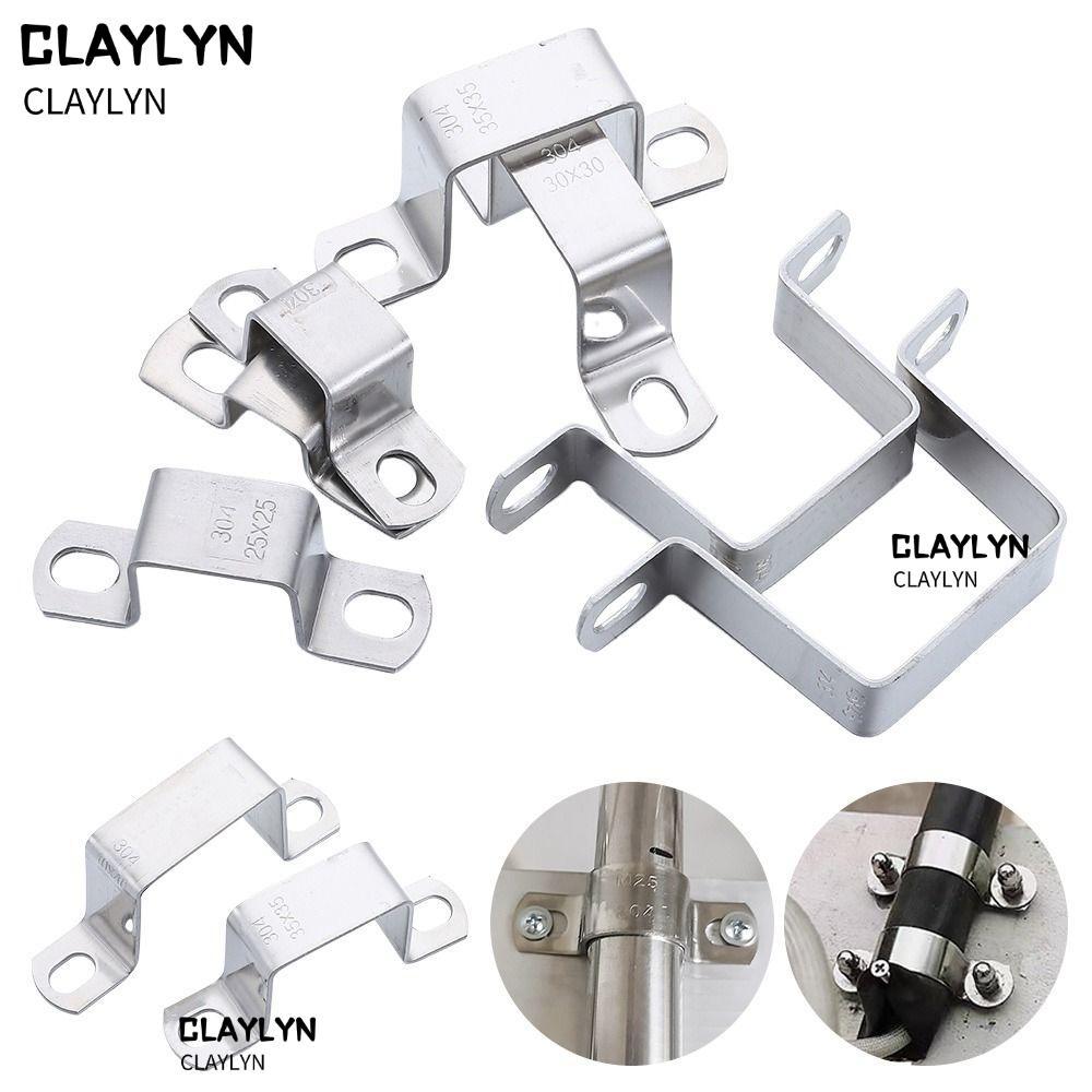 CLAYLYN0 การ์ดหลอดโอม, คลิปกระชับประปา, แคลมป์ท่อหลังม้า, หัวเข็มขัดยึดข้น 304 สแตนเลสรูปตัว M U เหล