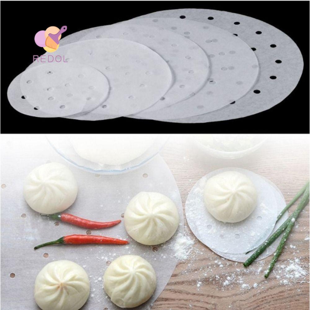 REPKG 100 ชิ้น Steamer กระดาษ, รอบทิ้ง Buns ขนมอบกระดาษไม่ติด, 4/5/6/7/8in Buns Pad กระดาษครัวทําอาห