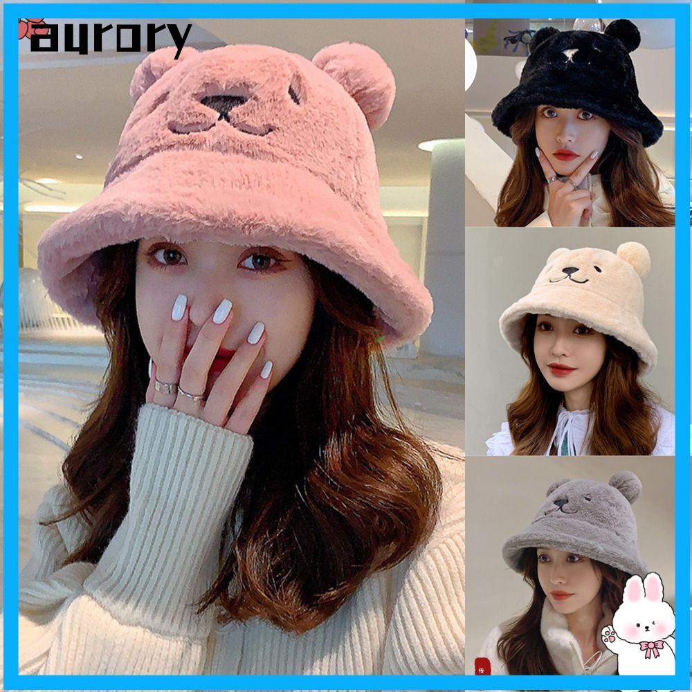 AURORY Fur Bucket Hat Women Warm Fashion Basin Hat