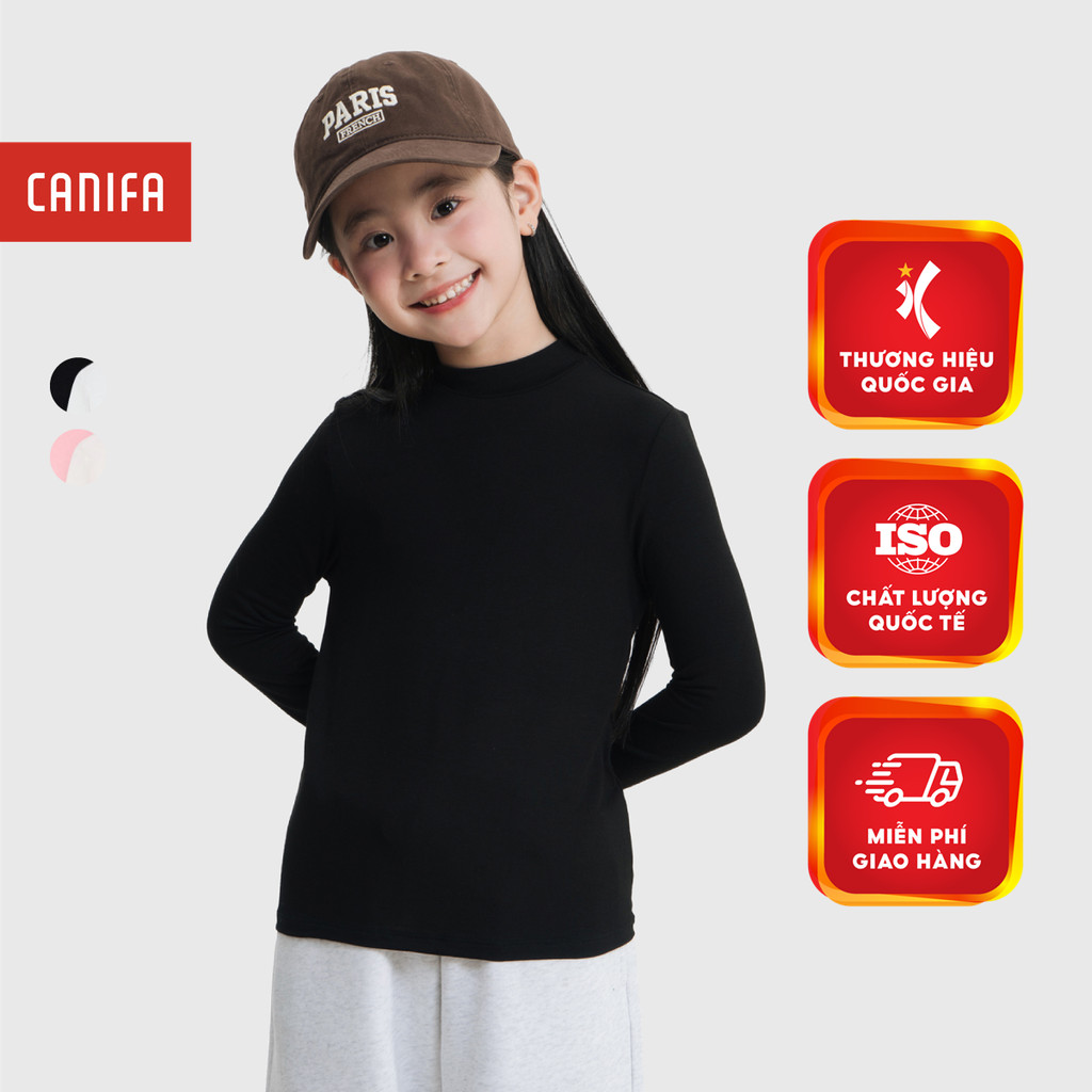 Combo 2 เสื้อระบายความร้อนสําหรับเด็กผู้หญิง CANIFA แขนยาวและคอปกสูง 1IS25W003