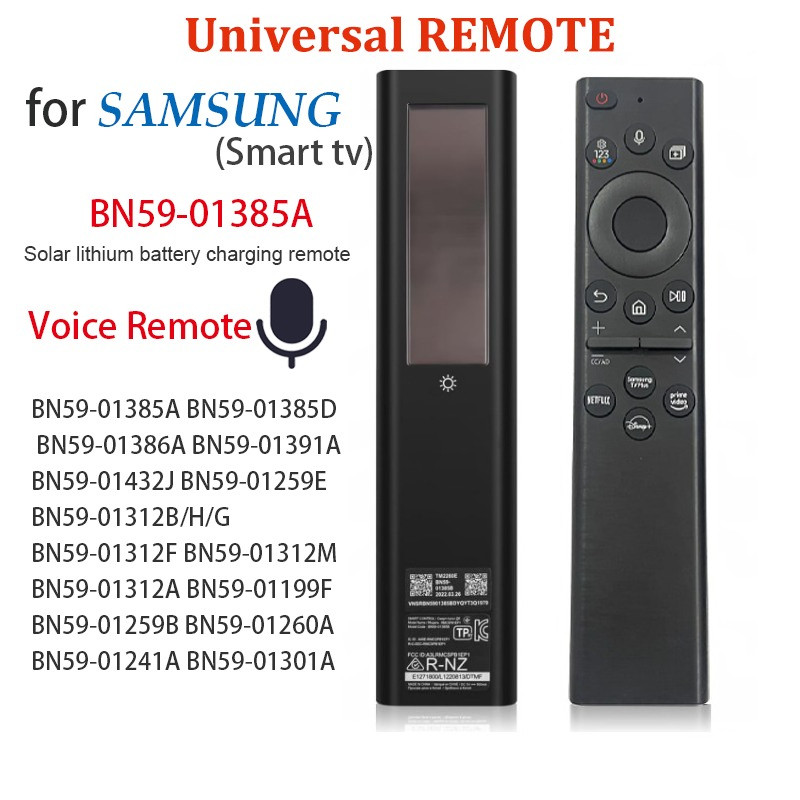 Remote รีโมททีวี SAMSUNG Smart TV รีโมท คำสั่งเสียง (การชาร์จพลังงานแสงอาทิตย์ - รีโมทสากล - ของแท้) BN59-01385A