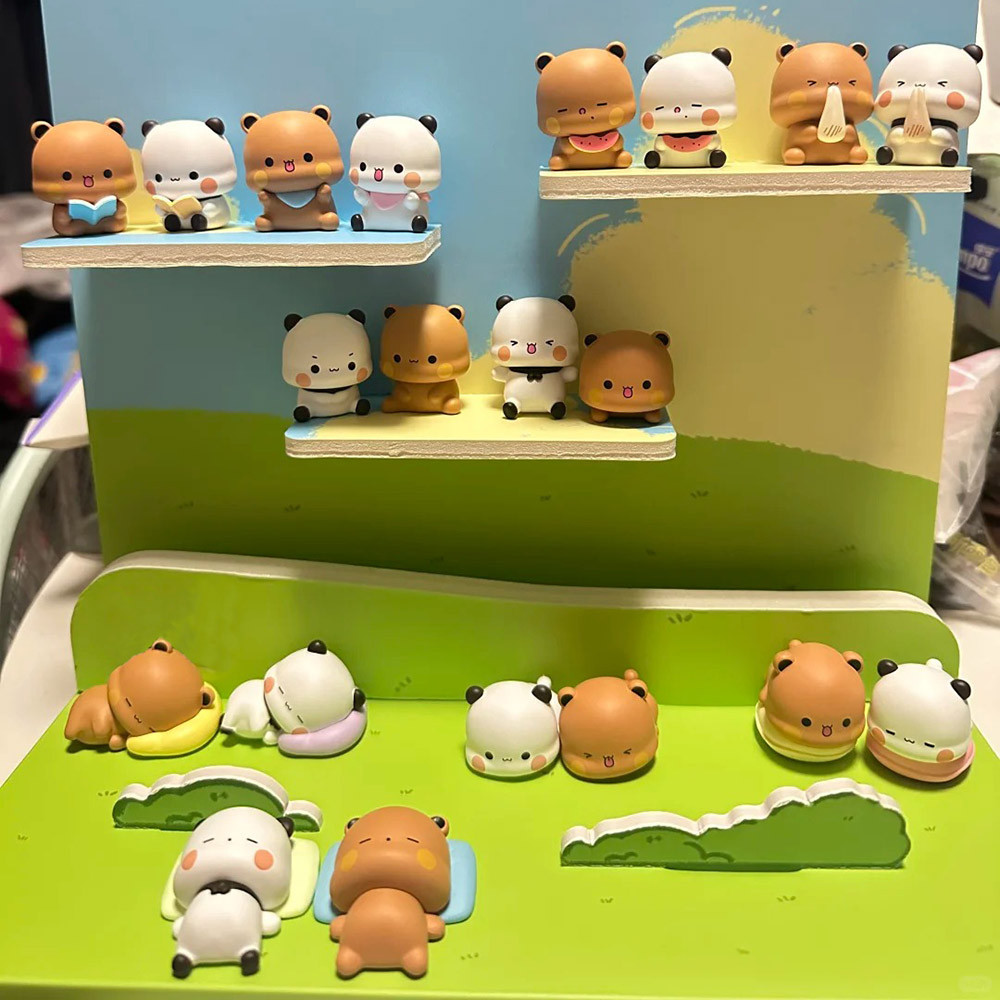 2PCS Bubu Dudu เครื่องประดับเดสก์ท็อป Yier Panda Bear ตัวเลขอุปกรณ์เสริมในรถยนต์เครื่องประดับตกแต่งบ้านของเล่น