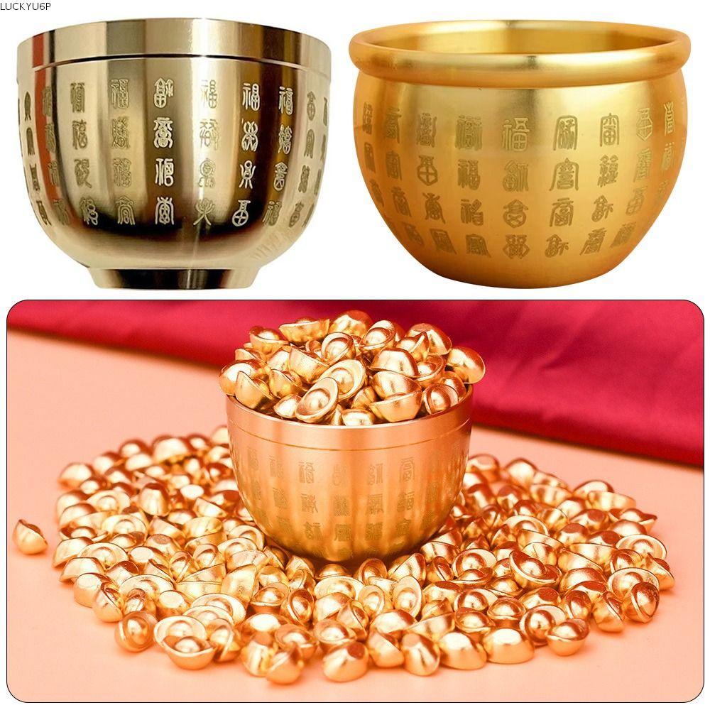 LUCKYU6P 1 ชิ้น Baifu ข้าวกระบอก, ขนาดเล็กมินิ 4.5-7 ซม.ทองเหลืองบริสุทธิ์ Cornucopia, ทนทานความมั่ง