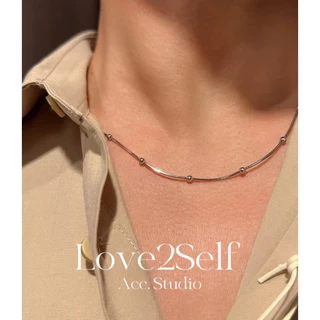 Love2selfX138 สตรี Minimalist Beaded Snake Chain Necklace | Hypoallergenic Stainless Steel NonTarnish กันน้ํา | 45+5 ซม. Layering Daily Choker