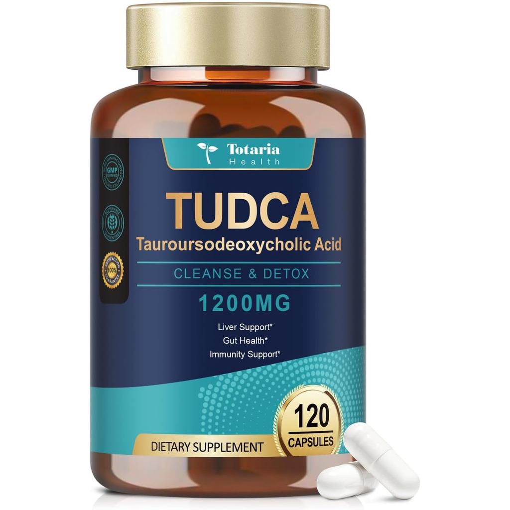Totaria TUDCA Bile Salts 1200mg (กรด Toursodeoxycolic), 120 แคปซูล, การขยายความเย็นและการซ่อมแซม TUD