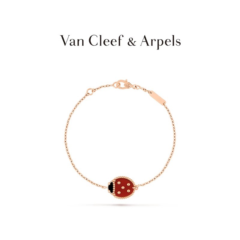 [กล่องบรรจุภัณฑ์] Vca Lucky Spring Vca Lucky Spring Ladybug Closed Wings Rose Gold Bracelet