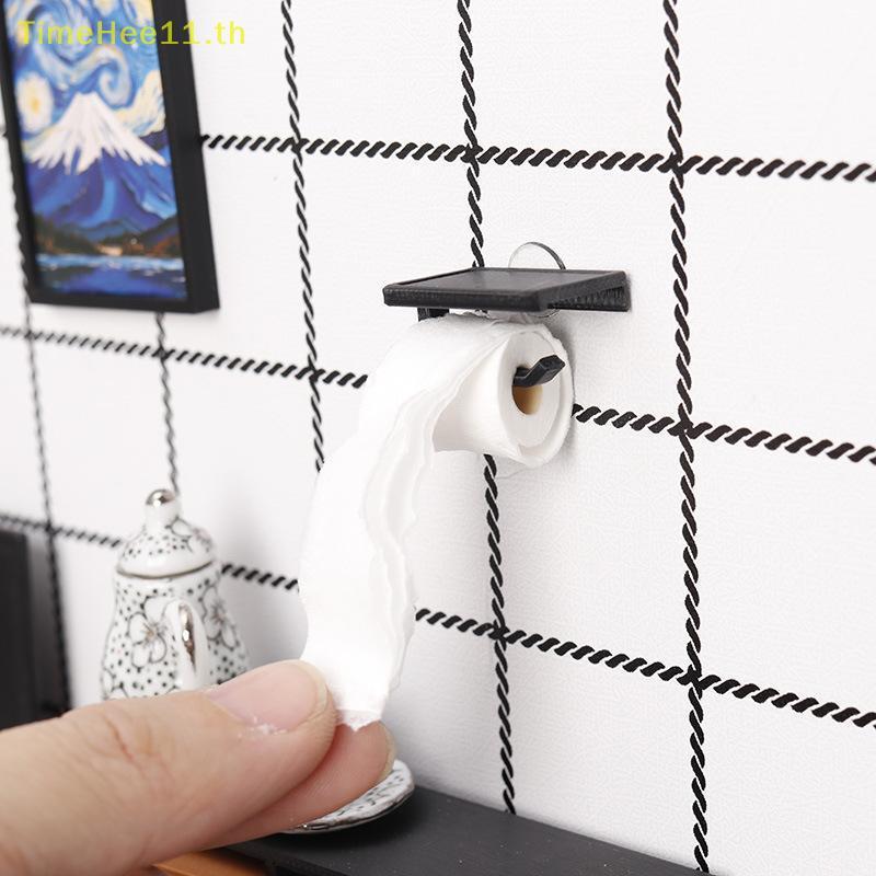 TimeHee 2 ชิ้น 1/12 ตุ๊กตา Top Sundries เก็บม้วนกระดาษ Ra พร้อมเนื้อเยื่อ Wall Mount ผู้ถือกระดาษชําระห้องน้ํา Organizer ชั้นวาง TH
