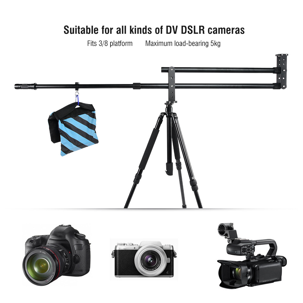 กล้องโลหะผสมอลูมิเนียมแบบพกพา Jib Crane Mini DV กล้องวิดีโอ DSLR แขนเครน 2M