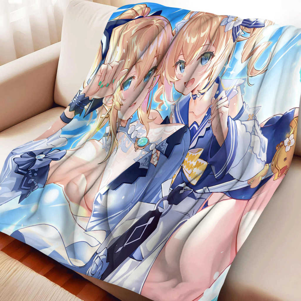 Genshin Impact Barbara Flannel ผ้าห่มแบบพกพา Home Travel Camping โซฟาปิกนิก