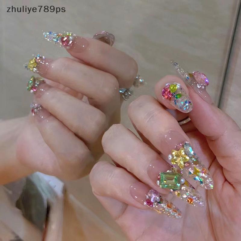 Zhuliye789ps] 20 ชิ้นคละไซส์เล็บ Rhinestones 3D แก้วคริสตัลเพชรรักบิดเบี้ยวหัวใจ Super Shiny Charms 