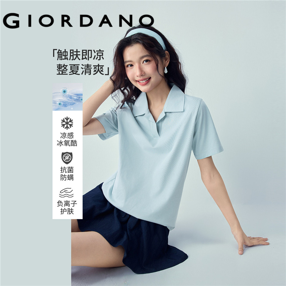 GIORDANO WOMEN Cool-feeling Antibacterial Pocketed Short Sleeve Polo - High Quality 13316226