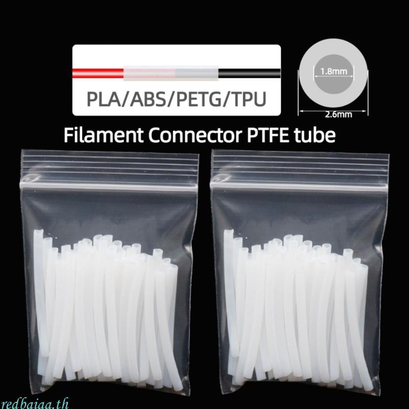 Redbaiaa PTFE Filament Connector Tubes Filament Joints สําหรับ 3D การพิมพ์ 37 มม.10 30 50 ชิ้น