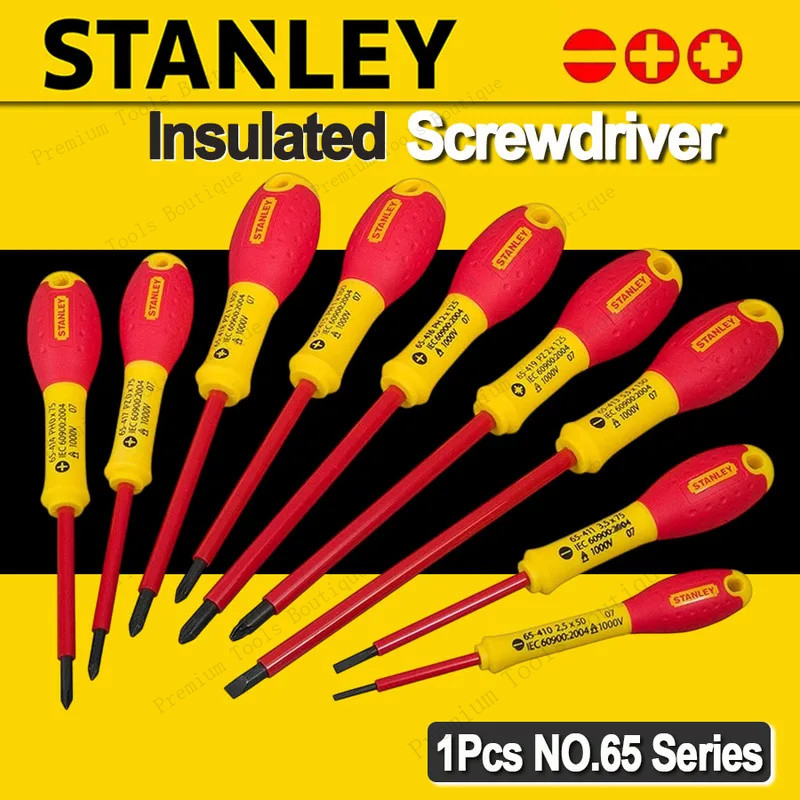 Stanley NO.65 Series ไขควงฉนวน 1000V VDE ปลอดภัย ใช้งานงานไฟฟ้า หัวแฉก/แฉกขวาน ทนทาน