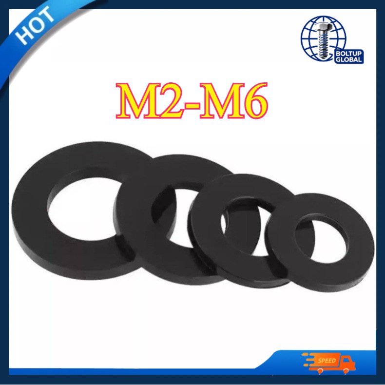 สีดําไนลอนเครื่องซักผ้าแบนปะเก็นเครื่องซักผ้าพลาสติกปิดผนึก O-rings M2/M2.5/M3/M4/M5/M6 PH-MB-1