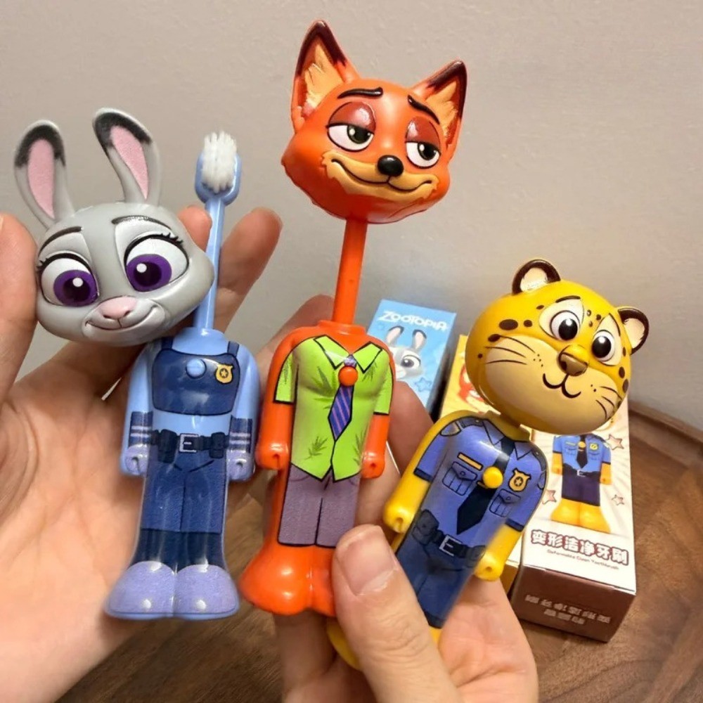 ใหม่ Zootopia Internet Celebrity แปรงสีฟันแบบพับเก็บได้ Nick Judy แปรงสีฟันขนนุ่มพิการ Fine Bristle ของเล่นเด็กของขวัญ