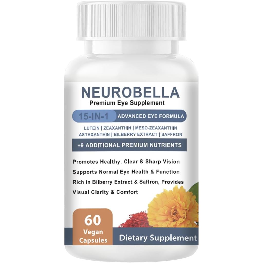 NEUROBELLA Premium Suplemento ocular 15 en 1 fórmula avanzada para ojos, con los 3 carotenoides, lut