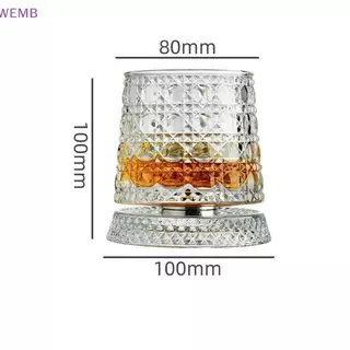 WEMB 2026 ใหม่แก้ววิสกี้หมุน Whisky แก้วฐานแก้ว 360 หมุนองศาคริสตัล Rum แก้วสําหรับ Cotail Party ดื่มใหม่