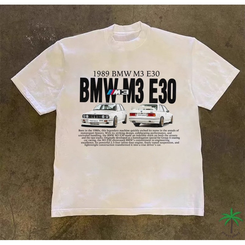 BMW เสื้อยืด Boxy ผู้ชายและผู้หญิง cotton 250gsm Vintage American Teen Style - PRETTYBOY-RTOML