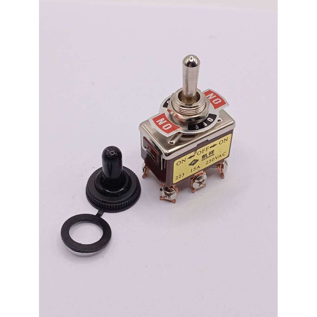 มือ1 สวิทช์โยกE-SG-223 6ขา3ทางเด้งกลับ on-off-on 15A 250VAC สวิทช์โยก สวิทช์ก้านโยกแบบขันน็อต พร้อมฝา ส่งไว