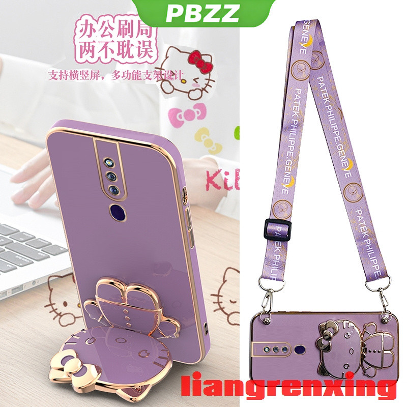 PBZZ เคส OPPO F11 Pro OPPO F11 เคสโทรศัพท์มือถือ ซิลิโคนนิ่ม กันกระแทก พร้อมสายคล้องคอ และที่ตั้งวาง
