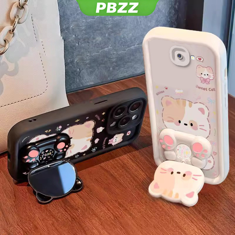 PBZZ FOR เคส สําหรับ samsung j7 prime j4 plus j6 plus samsung j4+ samsung j6+ เคสโทรศัพท์ Softcase ซิลิโคนกันกระแทกใหม่ออกแบบความงามการ์ตูนแมวพร้อมกระจก JTMMZJ01