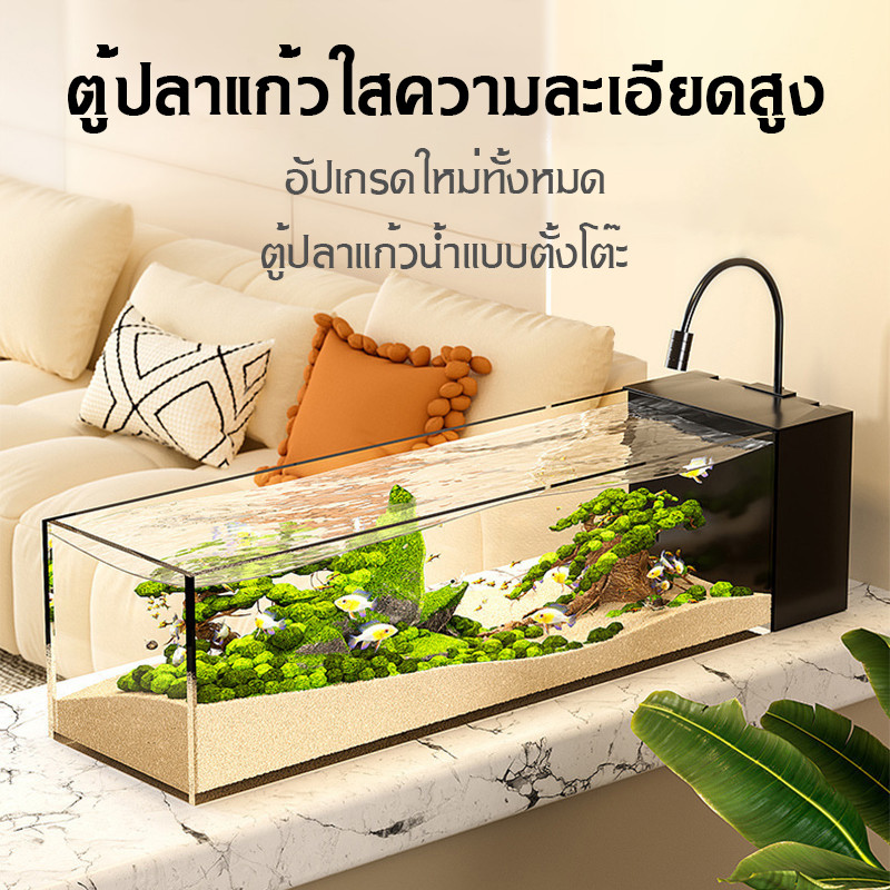 ชุดตู้ปลา ตู้ปลากระจก สีขาวใสหนา 8 มม พร้อมตัวกรอง ตู้ปลาระดับเริ่มต้น