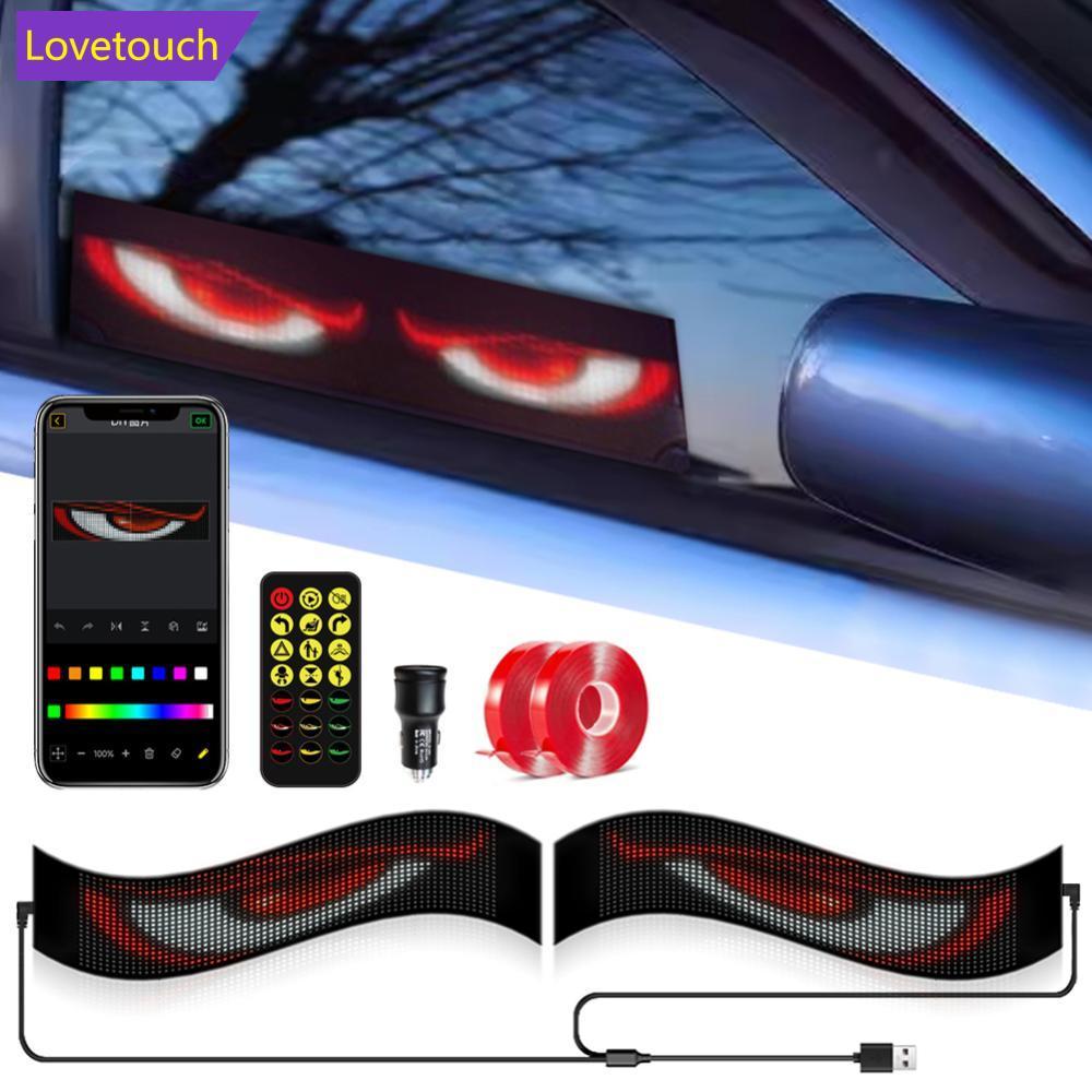 LOVETOUCH 2 ชิ้น Devil Eyes Light บลูทูธ APP ควบคุมกับ Car Charger DIY โปรแกรมยืดหยุ่นจอแสดงผล LED เ