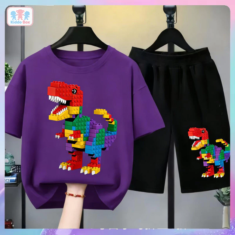 ชุดเสื้อยืดเด็กชายลายไดโนเสาร์ เลโก้ โบราวี่ สีรุ้ง thumbnail 6