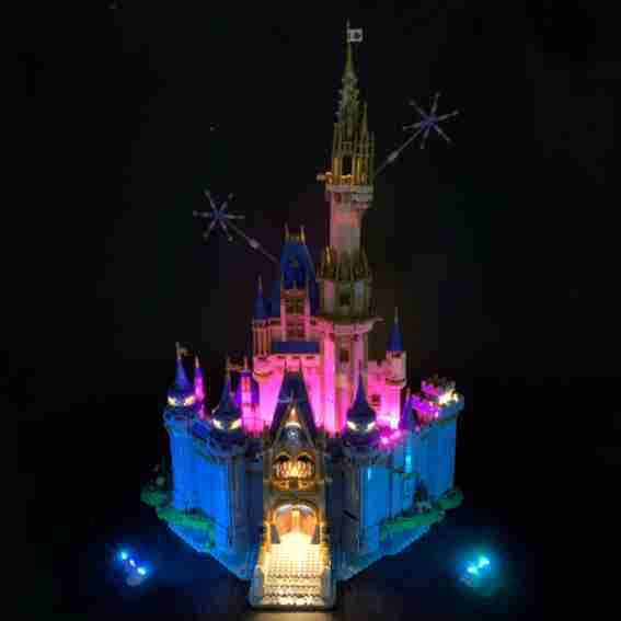 อาคารบล็อกแสงเข้ากันได้เลโก้43222ซินเดอเรลล่าดิสนีย์ปราสาทอาคารบล็อกทําเองการควบคุมระยะไกลนําแสง2026