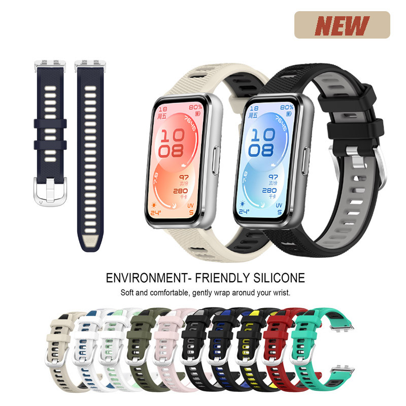 สายรัดซิลิโคนสําหรับวิ่งแบบสปอร์ต+ขั้วต่อสําหรับ Huawei Band 11 / 11 Pro