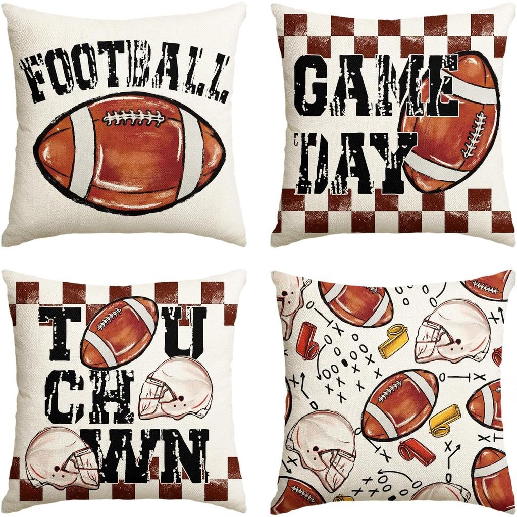 AVOIN colorlife Game Day Throw Pillow Covers, 18 x 18 นิ้ว American Game Touch Down Sports White Cus