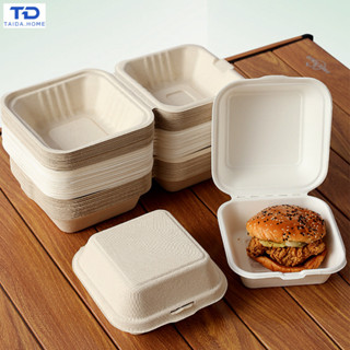 ✨แพ็ค 50 ชิ้น✨ กล่องเค้กสไตล์เกาหลีเรียบง่าย ทำจากใยอ้อย ขนา…