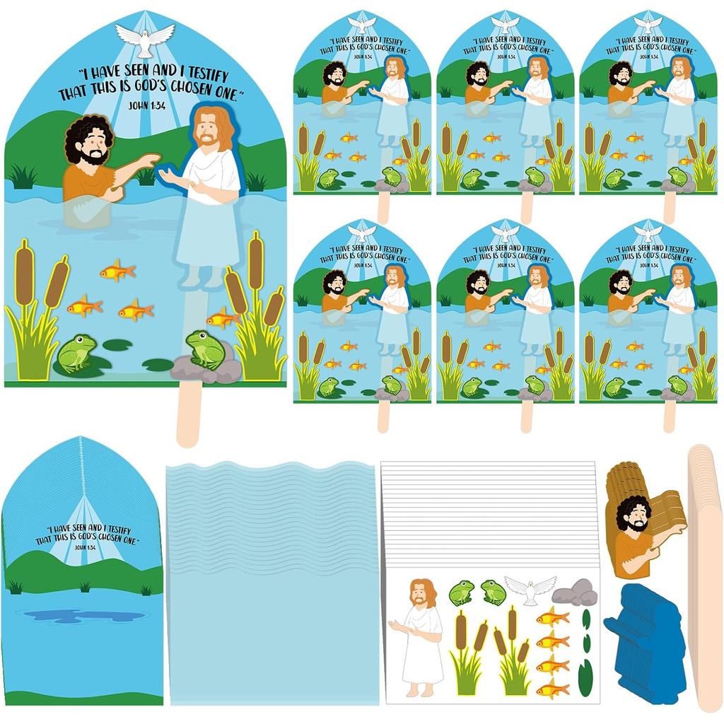 24 ชิ้น Baptism of Jesus หัตถกรรมสําหรับเด็กสนุกกิจกรรมบ้าน 8 x 6 นิ้ว John 1:34 Back to School ศาสน