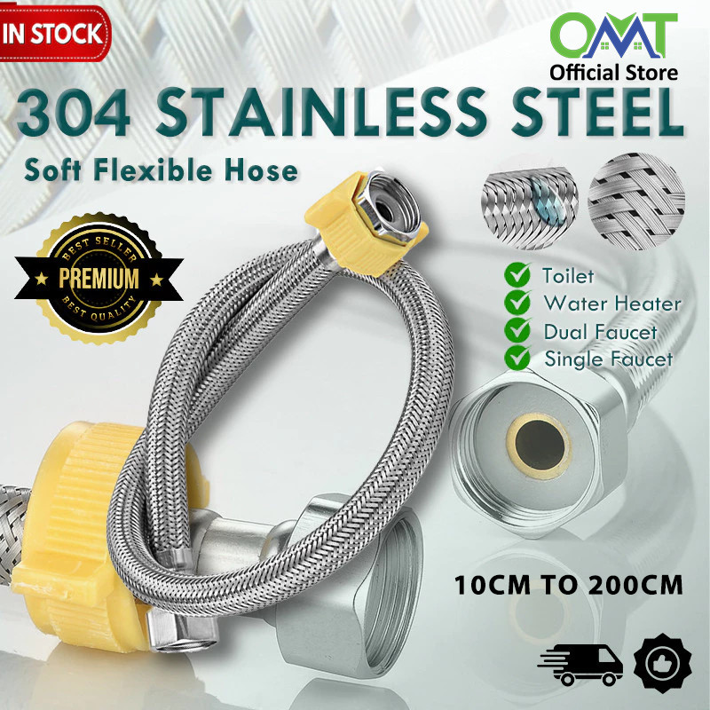 เครื่องทําน้ําอุ่นอ่างล้างหน้าก๊อกน้ําห้องน้ําท่อทางเข้านุ่มท่อน้ําเย็นสแตนเลสร้อน Hos Masuk