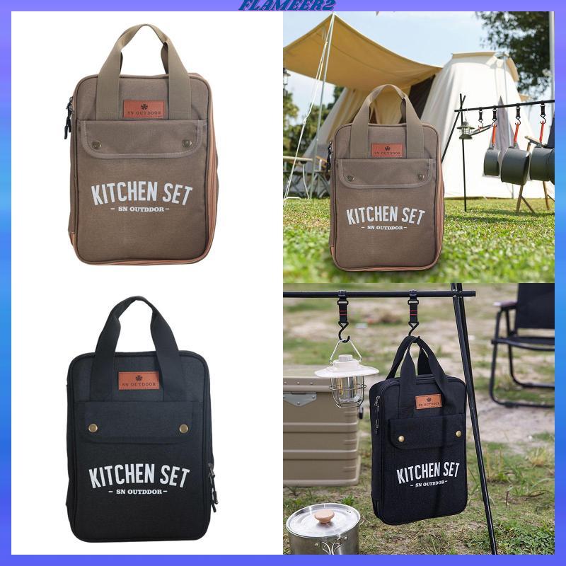 [Flameer2] Camping Utensils Organizer Pouch กระเป๋าเก็บช้อนส้อมสําหรับเดินทางกันน้ําแบบพกพา