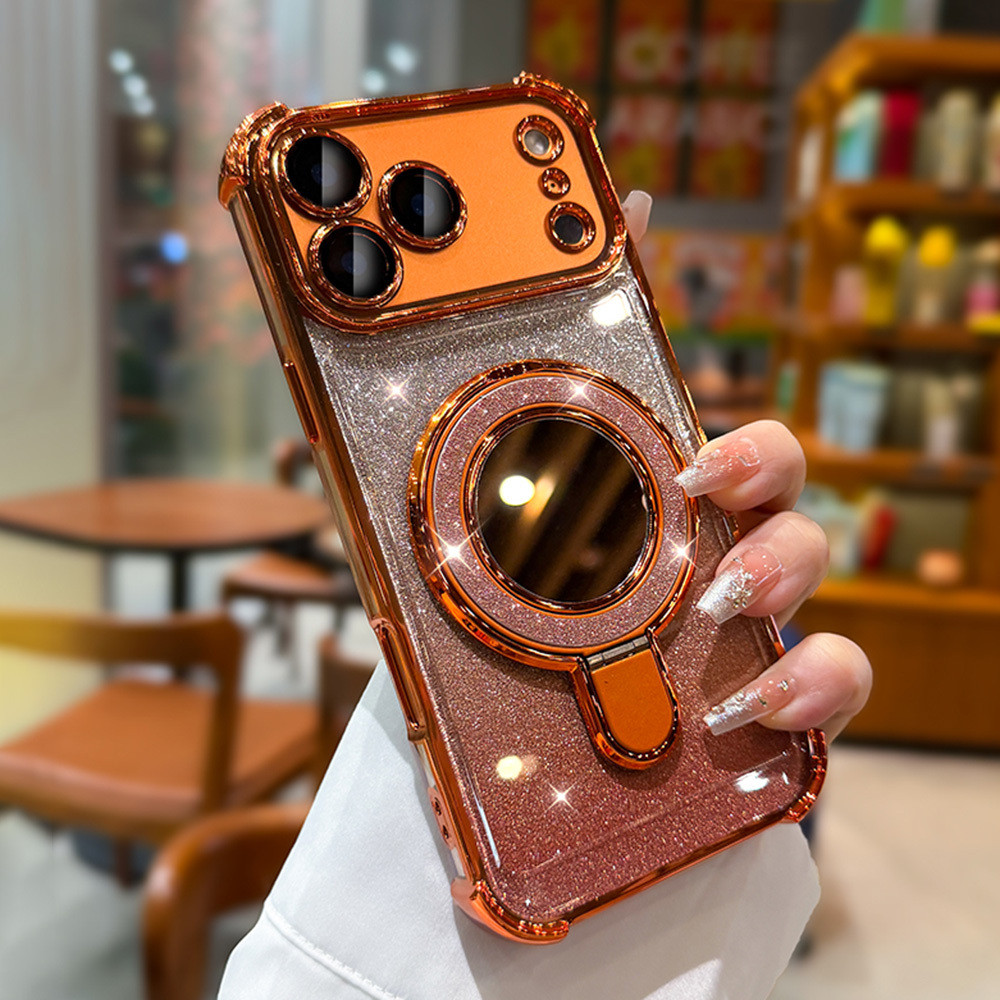 Creative High-Quality Makeup Mirror Holderเคสโทรศัพท์,เหมาะสําหรับiPhone 17 16 15 14 13 12 11 Pro Max AIR Anti-Dropป้องกันกรณี,อุปกรณ์โต๊ะเครื่องแป้ง