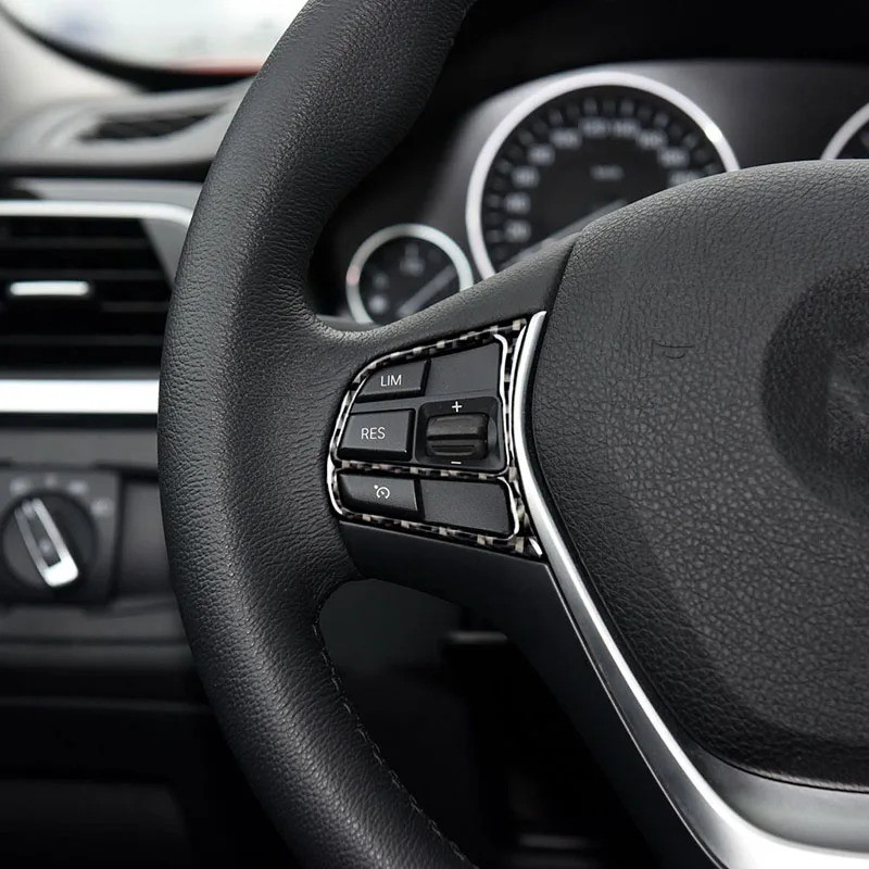 พวงมาลัยรถปุ่มกล่องสติกเกอร์ปุ่มสีดําสติกเกอร์ตกแต่งสําหรับ BMW F20 F21 F30 F32 F34 2012-2018 ตกแต่ง